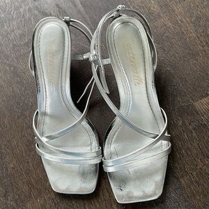 Silver strappy heels
